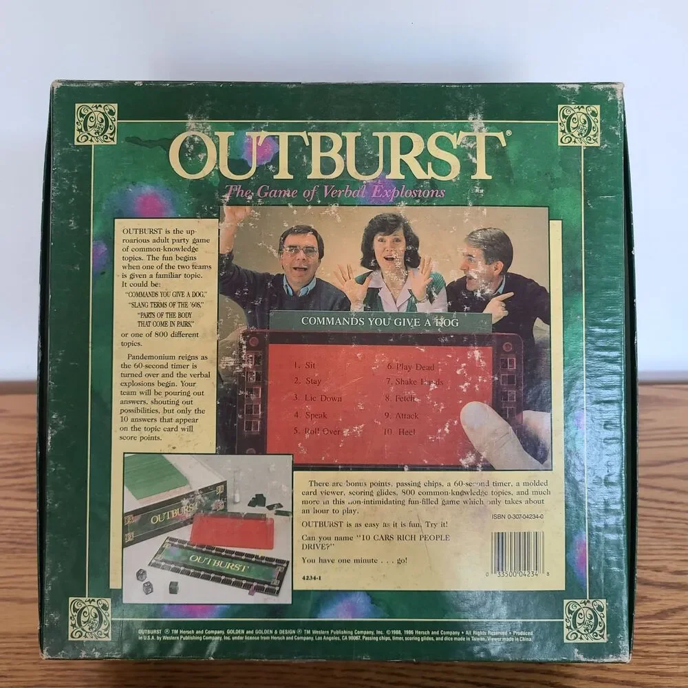 Vintage Outburst The Game Of Verbal Explosions 1986 Game Night Board Game